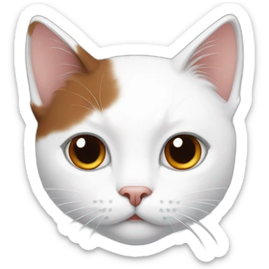 White cat with a little of brown, red and black hair sticker