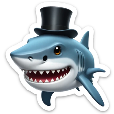 Shark with a top hat sticker