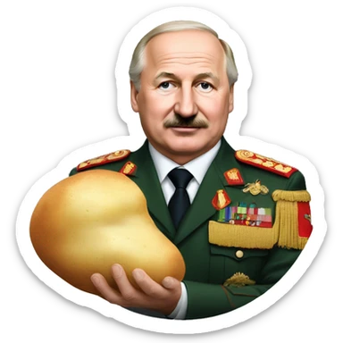 Photorealistic Belarus president Lukashenko with potato in right hand sticker
