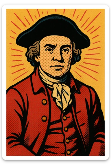 Surgeon John Hunter facing to the front looking calm sticker