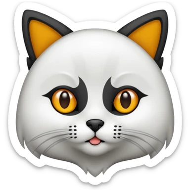 Gri beyaz olan şapka ve papyon takan kedi sticker