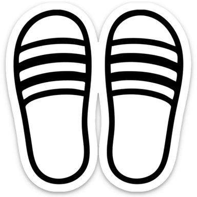 a pair of slippers with black and white stripes, minimal style, clean look sticker