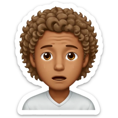 handsome brown boy with light curls and a good sharp jawline crying sticker