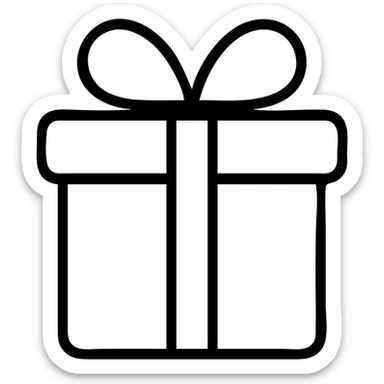 gift box icon, with ribbon and bow, outlined style, modern look sticker