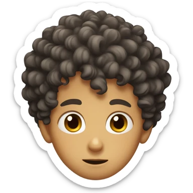 A curly hair circle with cute big anime eyes boy sticker