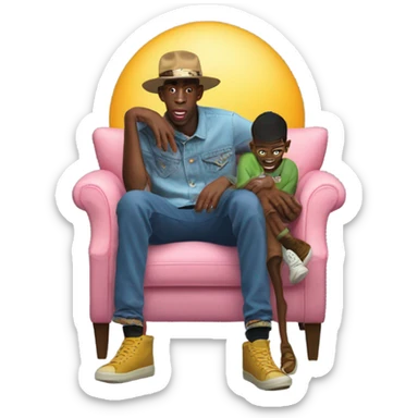 Tyler the Creator sitting on Lil Nas Xs lap sticker