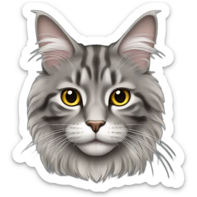 Cat maine coon grey sticker