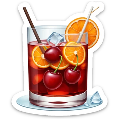 Mach mir einen Cherry Negroni mit viel Eiswürfeln und nur einer einzigen Scheibe Orange im Glas und einer Kirsche als Deko sticker