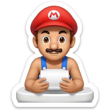 Mario on the toilette face  sticker