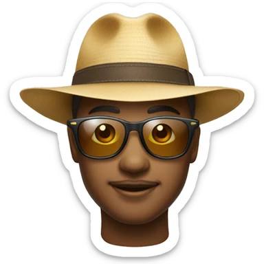 l'emoji lunette de soleil avec un chapeau safari sur la tête sticker