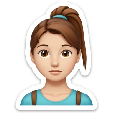 girl with brown hair and ponytail sticker