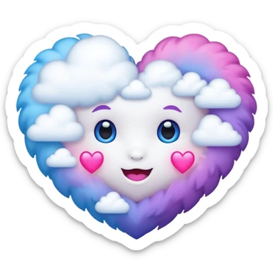 Cloud under a pink blue and Purple Heart all blended together  sticker