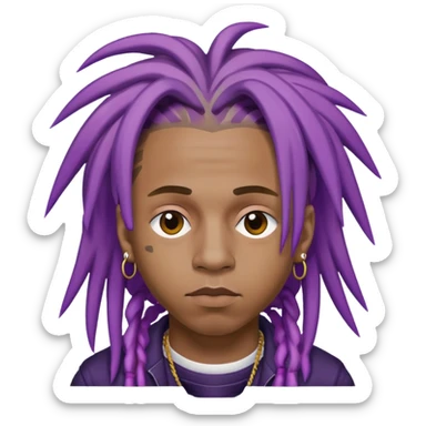 Juice WRLD rapper with purple dreadlocks sticker