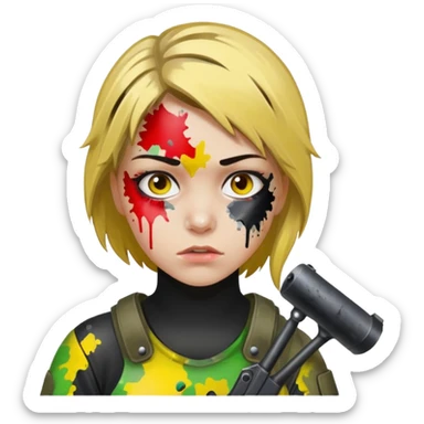 paintball player face girl sticker