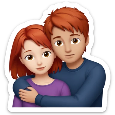 Red haired girl with brown hair boy romance sticker