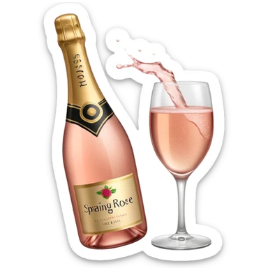 bottle of sparkling rose champagne tilted sideways sticker