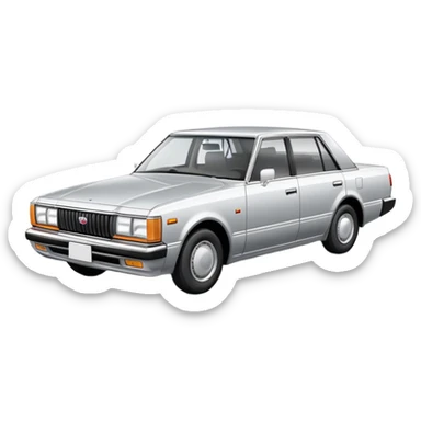 Toyota Crown sedan from the 1980s, boxy design, classic Japanese car sticker