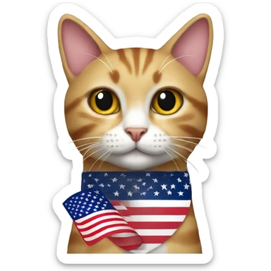 a cat with the american flag sticker