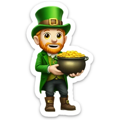 a leprechaun finding a pot of gold sticker