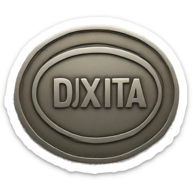 oval shaped coin with text 'juxta' sticker