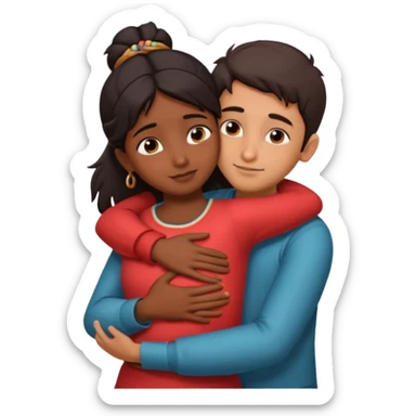 indian boy hugging indian girl from behind... boys hand down near navel of girl... boys head on the shoulder of girl... hugging tight.. more romantic... with more love sticker