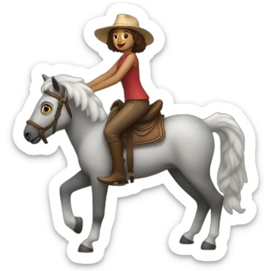 woman-riding-lemur-like-horsebackriding sticker