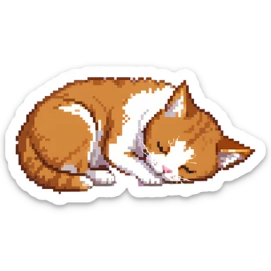 A ginger cat sleeping under the cherry blossoms sticker