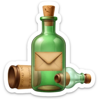Message letter in green Bottle sticker