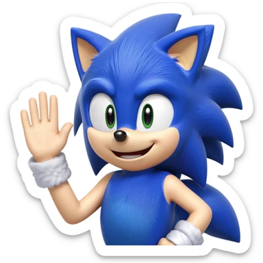 sonic the hedgehog 3 character saying hi with one hand sticker