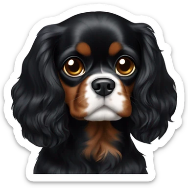 black Cavalier King Charles spaniel. No white or brown coloring on it sticker