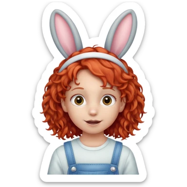 kid with braces bunny eared red haired curly big braces sticker
