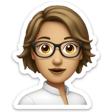 femme blanche brune avec des lunettes sticker