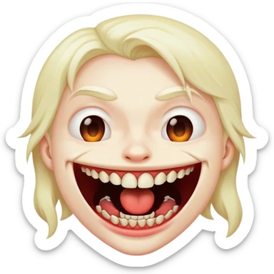 Salivating mouth with fangs smiling sticker