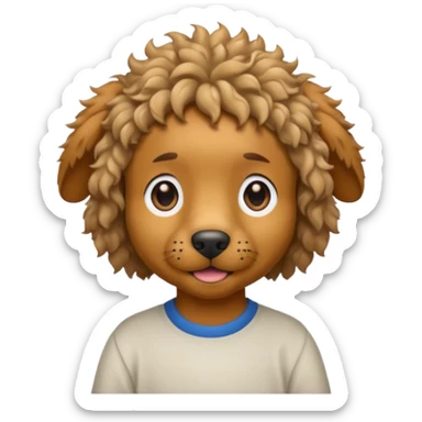 curly hair dog with shirts  sticker