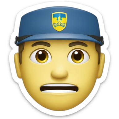 angry Ukrainian fireman with flag of Ukraine sticker