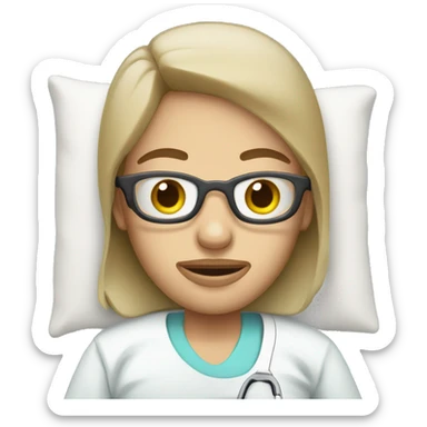cartoon patient in a hospital bed without actual face sticker