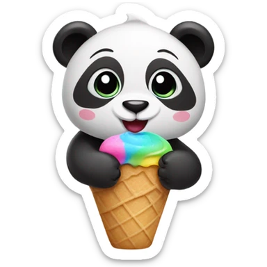 Panda eating ice cream sticker