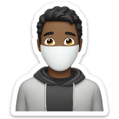 black haired man with white glue drips covering his face sticker