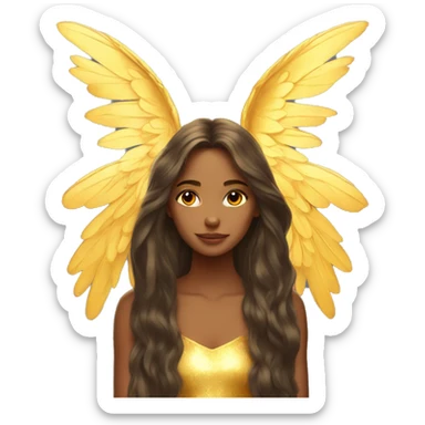 big wings, sun, gold, Beautiful, fairy, long hair sticker