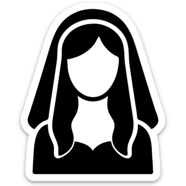 beautiful girl with long hair getting married veil covering face sticker