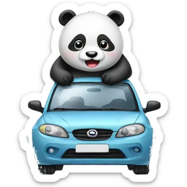 panda washing car sticker