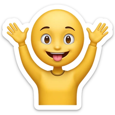 emoji with its tongue out and hands to the side pushing outwards  sticker