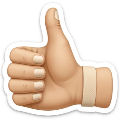 Thumbs up with a bandage on the base of the thumb sticker