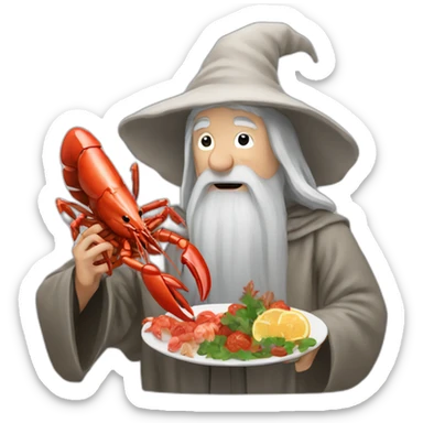 Gandalf eating a lobster sticker