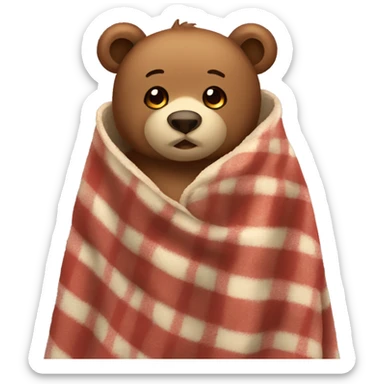 bear cozy in blanket sticker