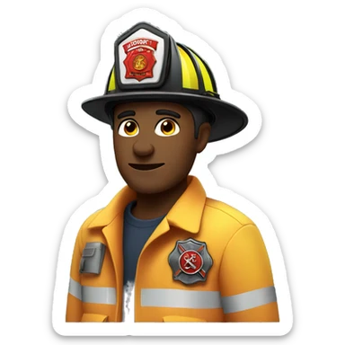 Firefighter wearing 58 badge  sticker