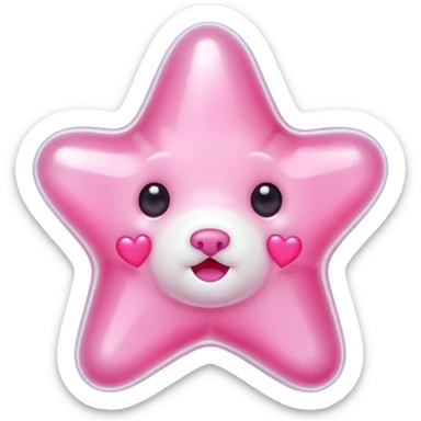 White jelly bear in the shape of a [unclear] with large pink heart-shaped eyes sticker