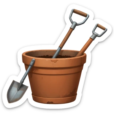 flower pot and shovel sticker