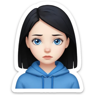 black haired girl with blue eyes cold look sticker