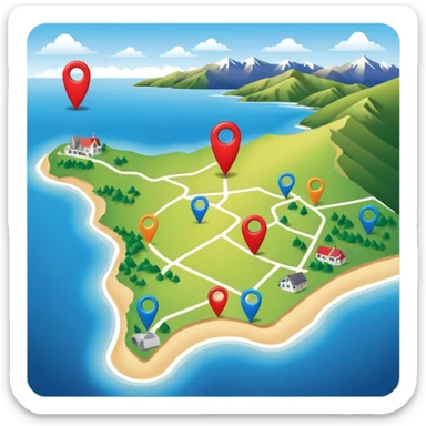 gps pin locaters on a wider range of map - buller nz sticker